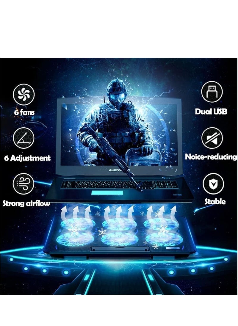 Necomi Laptop Cooler Stand with 6 Quiet Cooling Fans and 6 Height Adjustable Dual USB Powered Gaming Laptop Cooling Stand for 12-17 Inch Laptop Computer  - Image 4