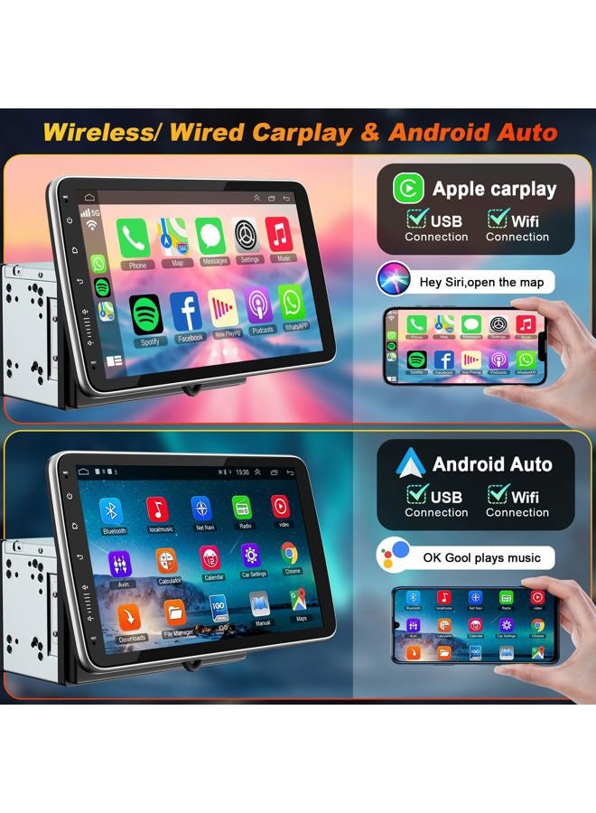 electrosmart 10 inch Double Din Car Radio Touch screen GPS Navigation Stereo, Wireless CarPlay & Android Auto Head Unit,Bluetooth, FM Radio Receiver, Automatic Rotation IPS Split Screen, Mirrorlink,SWC,DSP, Camera - Image 3