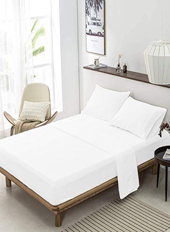 YRM Bedding's 100% Cotton Bedsheet 1200-TC Extra Soft White Flat Bedsheet for Queen Bed (92x102) with 2 Pillow Cases (18x28) - Image 2