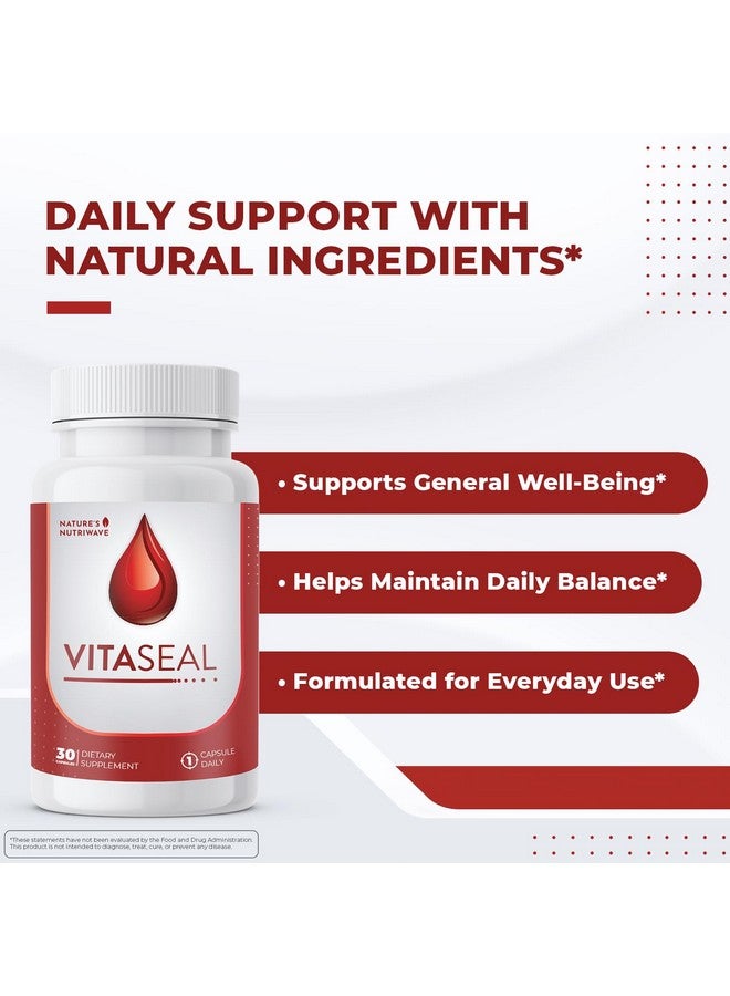 Vitaseal - Daily Support with Botanicals, Vitamins C E & Minerals - Natural Formula, Non-Habit Forming, Made in USA, Vegan-Friendly - 30 Capsules, 1 Month Supply - Image 2