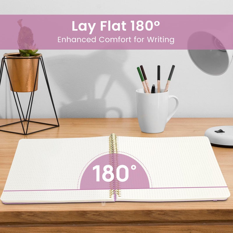 Taja Spiral Dotted Notebook  8.5""X11"" Notebooks For Work  Large A4 Journal For Women & Men  Bullet Dotted Journal  Journaling Notebook For Writing  Plastic Cover Spiral Journal  Purple - Image 3