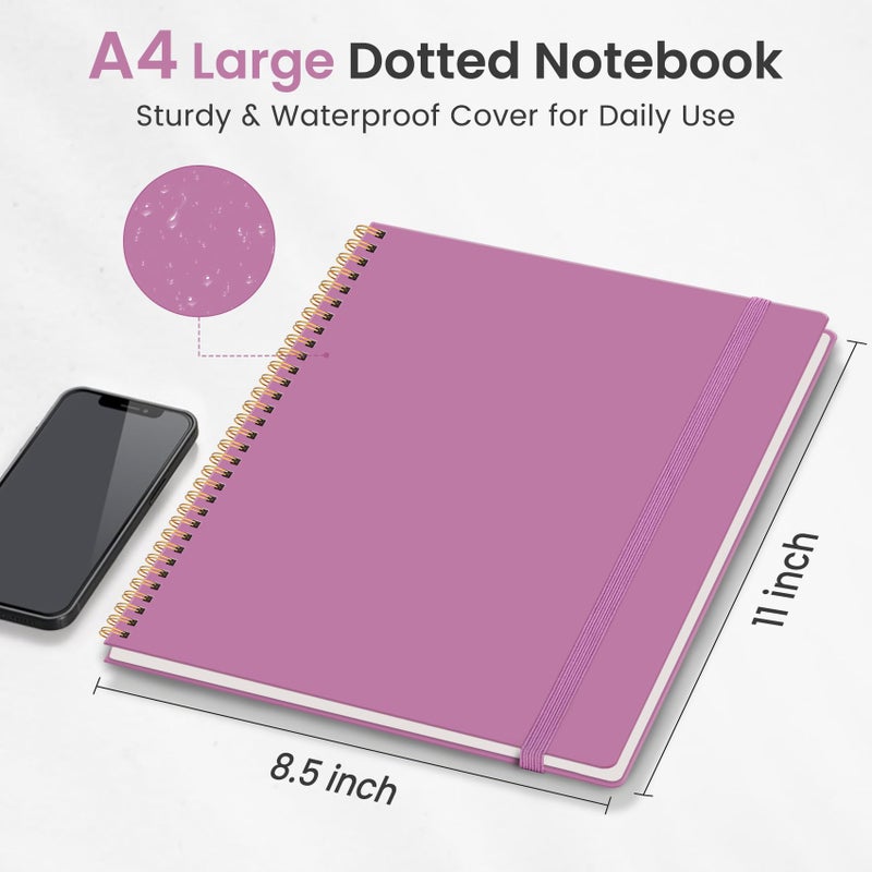 Taja Spiral Dotted Notebook  8.5""X11"" Notebooks For Work  Large A4 Journal For Women & Men  Bullet Dotted Journal  Journaling Notebook For Writing  Plastic Cover Spiral Journal  Purple - Image 5