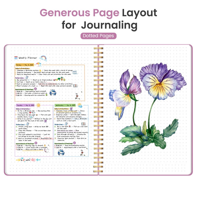 Taja Spiral Dotted Notebook  8.5""X11"" Notebooks For Work  Large A4 Journal For Women & Men  Bullet Dotted Journal  Journaling Notebook For Writing  Plastic Cover Spiral Journal  Purple - Image 4