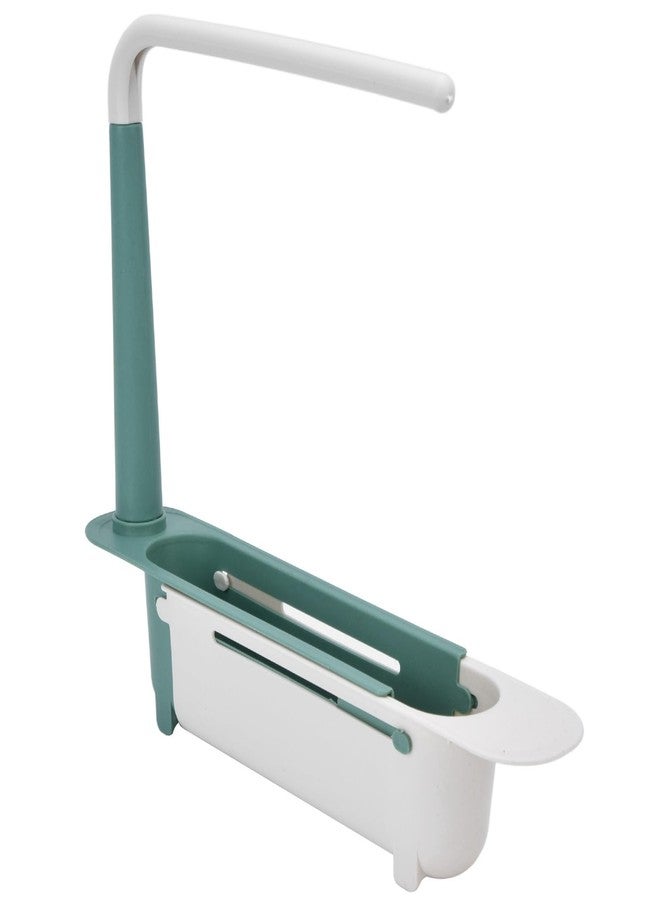 CHEOTIME Extendable Over Sink Kitchen Organizer, 2-in-1 Retractable Sink Drainer with Bracket and Crossbar Sink Storage Rack Adjustable Expandable Sink Caddy for Kitchen Sink(Green) - Image 1