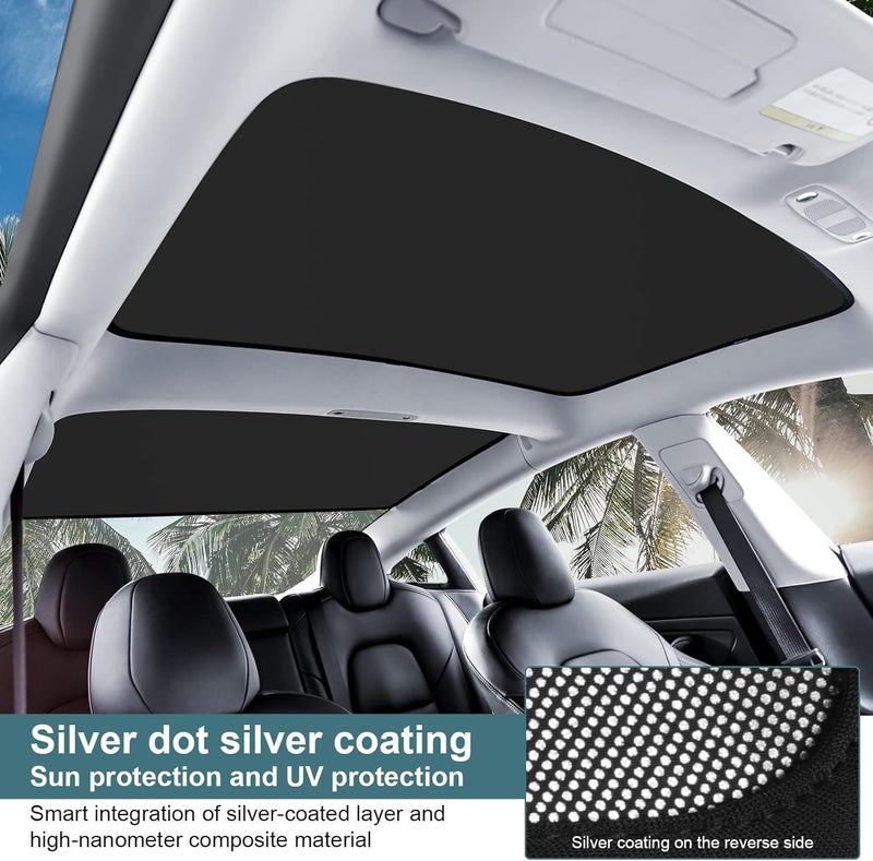 KUNIST Roof Sunshades for Tesla Model 3 2023, Upgraded Sunroof Shade Sunshade Roof Sun Shade for Tesla Model 3 Accessories 2021-2023 (Ice Black) - Image 3