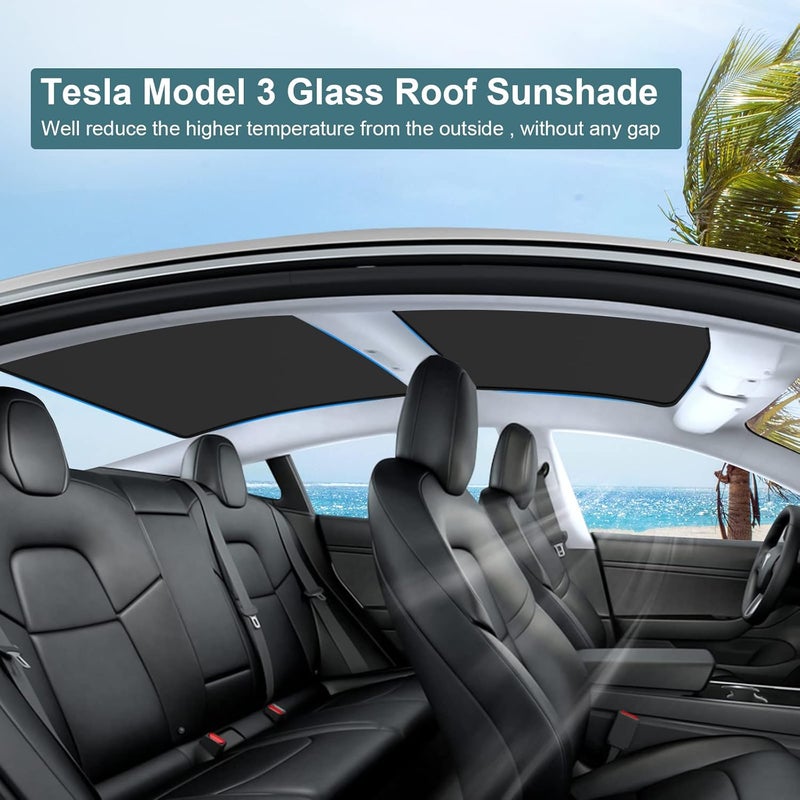 KUNIST Roof Sunshades for Tesla Model 3 2023, Upgraded Sunroof Shade Sunshade Roof Sun Shade for Tesla Model 3 Accessories 2021-2023 (Ice Black) - Image 4