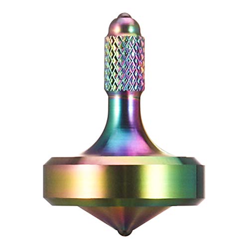 CHEETOP Exquisite Metal Spinning Top Nicely Machined Stainless Steel Desk Toy Perfect Balance Spin Time for Over 7 Mins Waste Time Efficiently Easy to Work Small Diameter 20mm Iridescent - Image 1