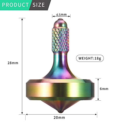 CHEETOP Exquisite Metal Spinning Top Nicely Machined Stainless Steel Desk Toy Perfect Balance Spin Time for Over 7 Mins Waste Time Efficiently Easy to Work Small Diameter 20mm Iridescent - Image 5