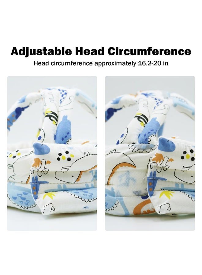 REFLYAWAY Baby Head Protector Baby Helmet for Crawling Walking, No Bumps Safety Head Adjustable Protective Cap for Walking, Playing - Blue Dinosaur - Image 2