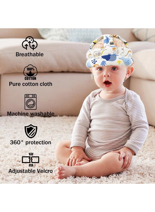 REFLYAWAY Baby Head Protector Baby Helmet for Crawling Walking, No Bumps Safety Head Adjustable Protective Cap for Walking, Playing - Blue Dinosaur - Image 4