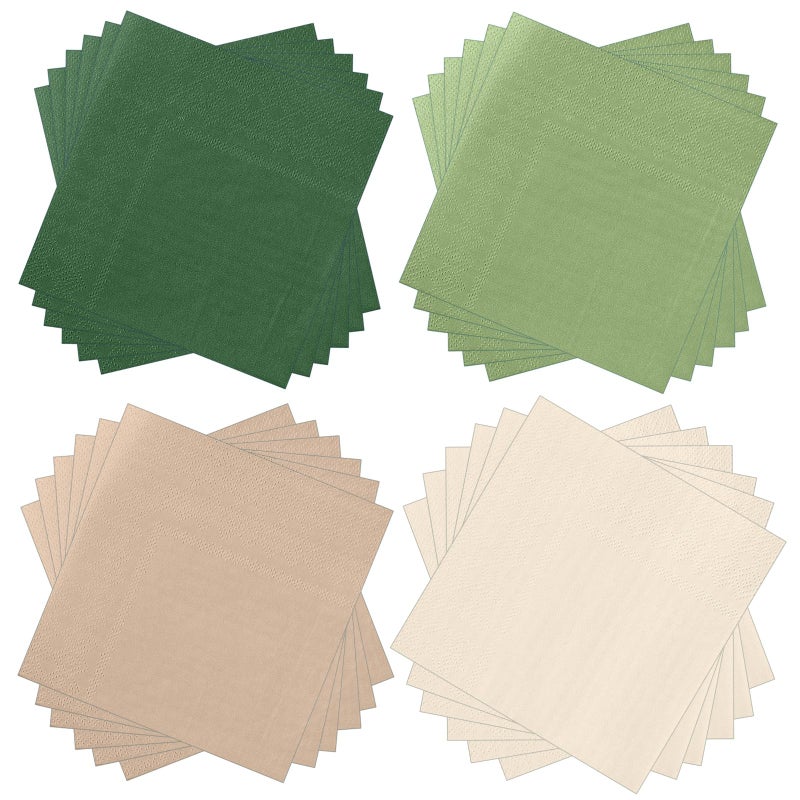 Layhit Layhit 100 Pcs Cocktail Napkins Disposable Beverage Napkins Square Paper Dessert Tissue for Valentine's Day Wedding Birthday Dinner Lunch Party Supplies(Olive Green Khaki 5 x 5 Inch)  - Image 1