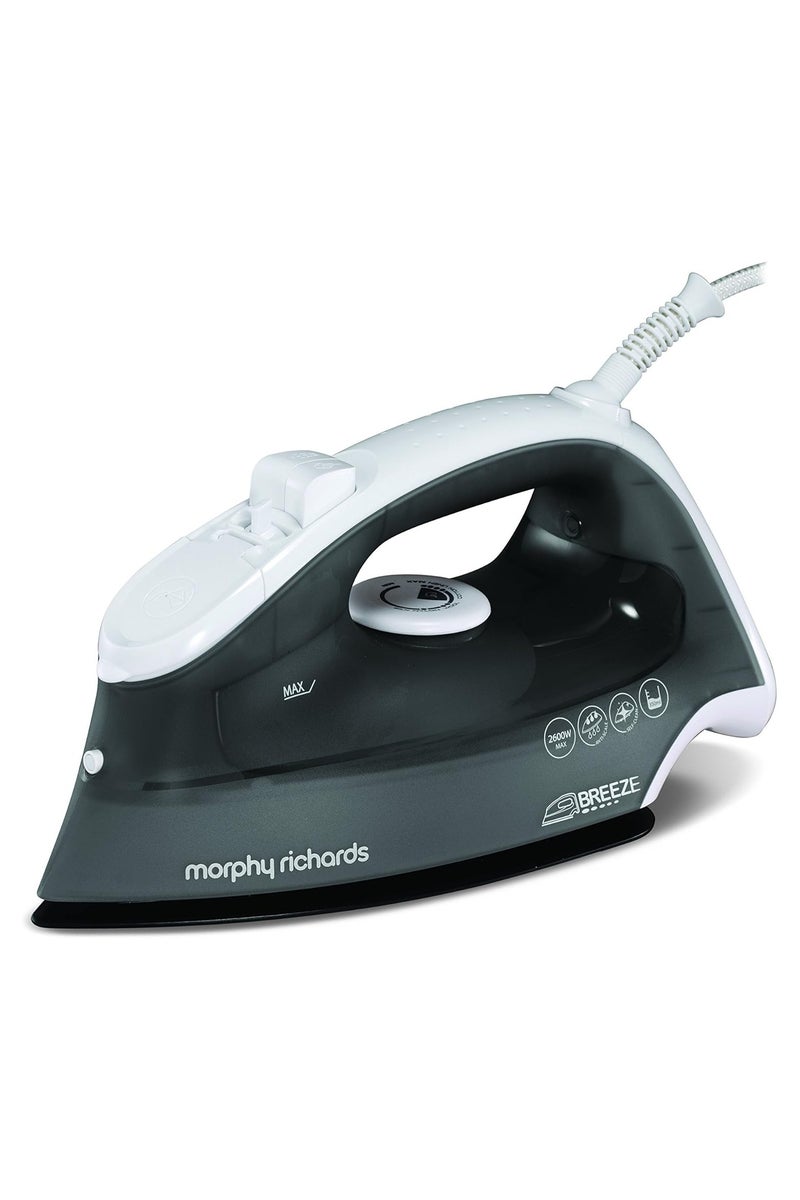 morphy richards Breeze 2600W Steam Iron – Grey- 100g Steam Shot, 45g Constant Steam, 350ml Tank, Anti-Scale/Auto Shut-Off/ Effortless Crease Removal/ Smooth & Safe. - Image 1