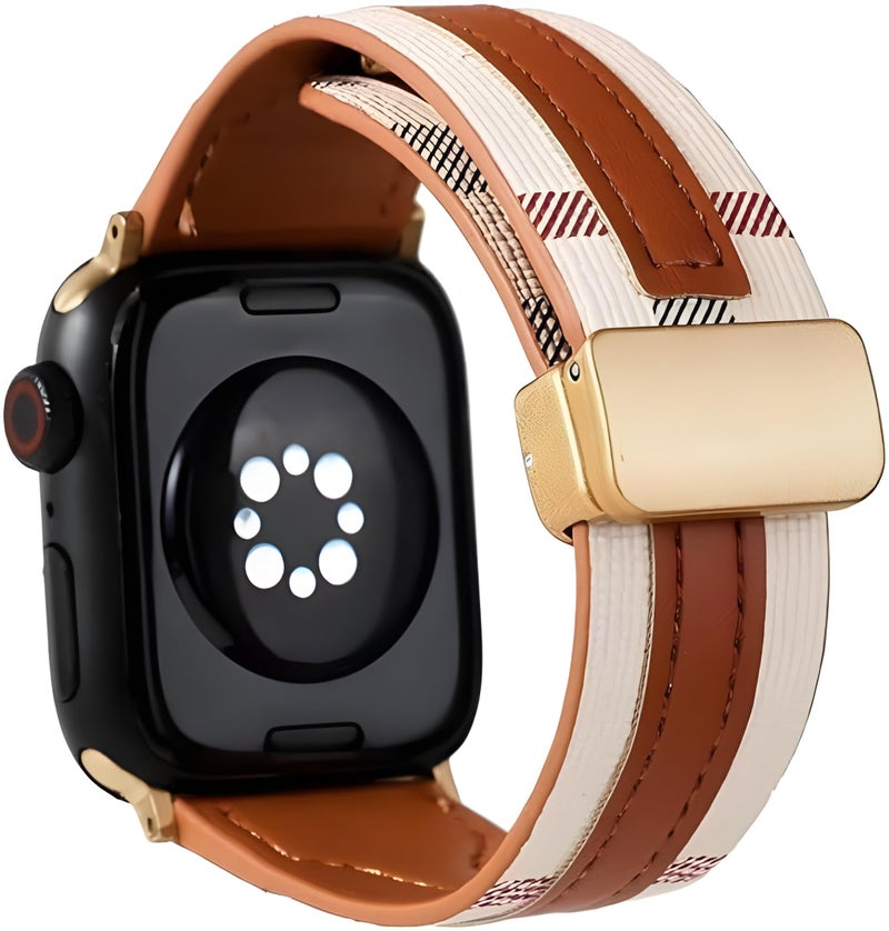 Next Store Soft PU Leather Strap with Magnetic Folding Buckle Compatible with Apple Watch Ultra/Series 10/9/8/7/6/5/4/3/2/SE – Premium Band (49–42mm) - Image 1