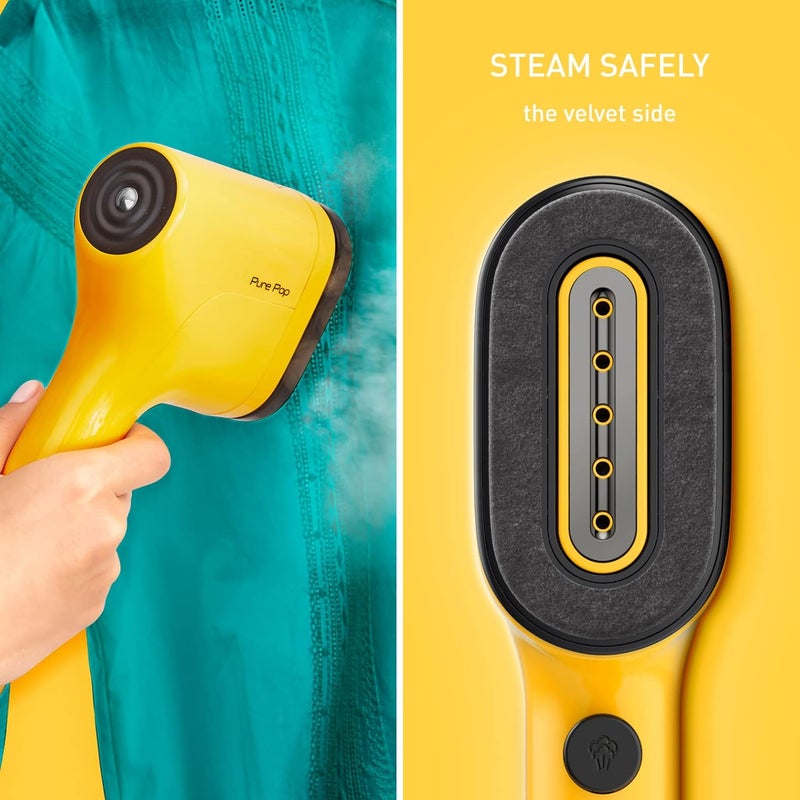 T-fal TEFAL Pure POP Garment Steamer | Steams/Purifies | 1300W | Up to 20 g/min | Delicate Fabrics | Reversible Pad System | Ultra-Compact Travel-Friendly | Fast Heat-Up |Yellow| 2 Years Warranty | DT2026G0 - Image 5