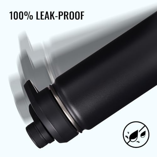 Fijinhom 24 oz Insulated Water Bottle with Handle, 304 Stainless Steel Water Bottles with Wide Mouth, Double Wall Vacuum Sports Water Bottle, BPA Free, Keep Cold and Hot, Black - Image 4