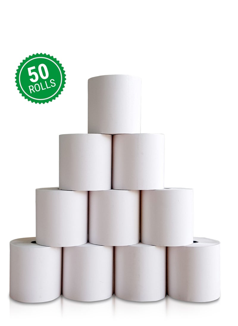 Abulhoul Printing Press LLC - Abulhoul Thermal POS Receipt Paper Roll 80x80mm 50pcs Roll Restaurant Bill Paper Receipt Roll Thermal Receipt Cash Register Roll Compatible with 80mm Thermal Printer Epson Star POS Printer - Image 1