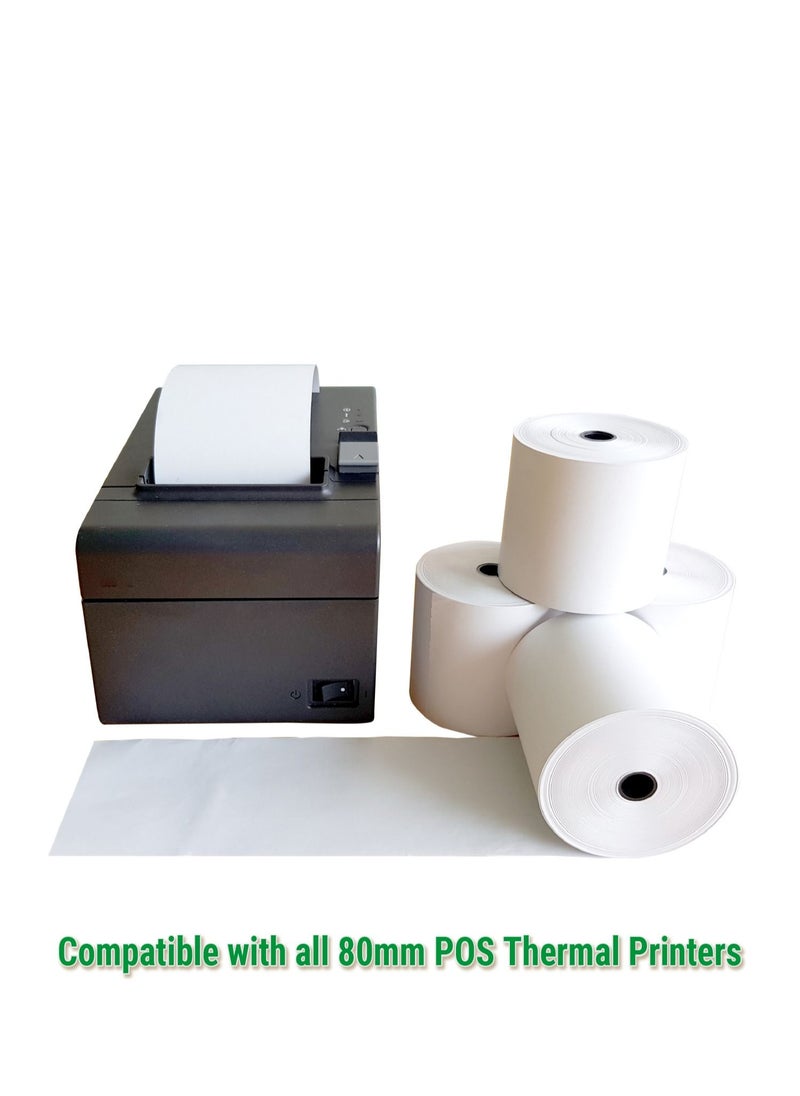 Abulhoul Printing Press LLC - Abulhoul Thermal POS Receipt Paper Roll 80x80mm 50pcs Roll Restaurant Bill Paper Receipt Roll Thermal Receipt Cash Register Roll Compatible with 80mm Thermal Printer Epson Star POS Printer - Image 1