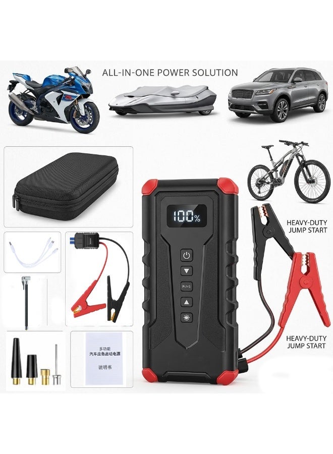 TUOTUO Portable Cordless Car Battery Emergency Starter, Tire Air Pump, Air Compressor To Easily Inflate Tires, LED Display, With Flashlight, Mobile Power Supply, Large Capacity Storage - Image 3