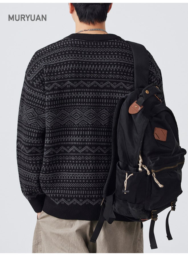 FAIR Isle Jacquard Full Print Knitted Sweater Unisex Style Loose Couple Sweater Coat - Image 5