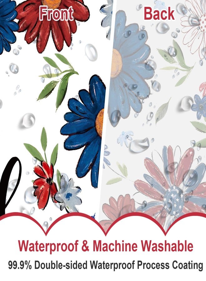 Baccessor Patriotic Daisy Flower Shower Curtain,God Bless America 4th of July Independence Day Memorial Day Shower Curtain Bathroom Bath Decor Waterproof Fabric with Hooks 72 W x72 H Inch - Image 4