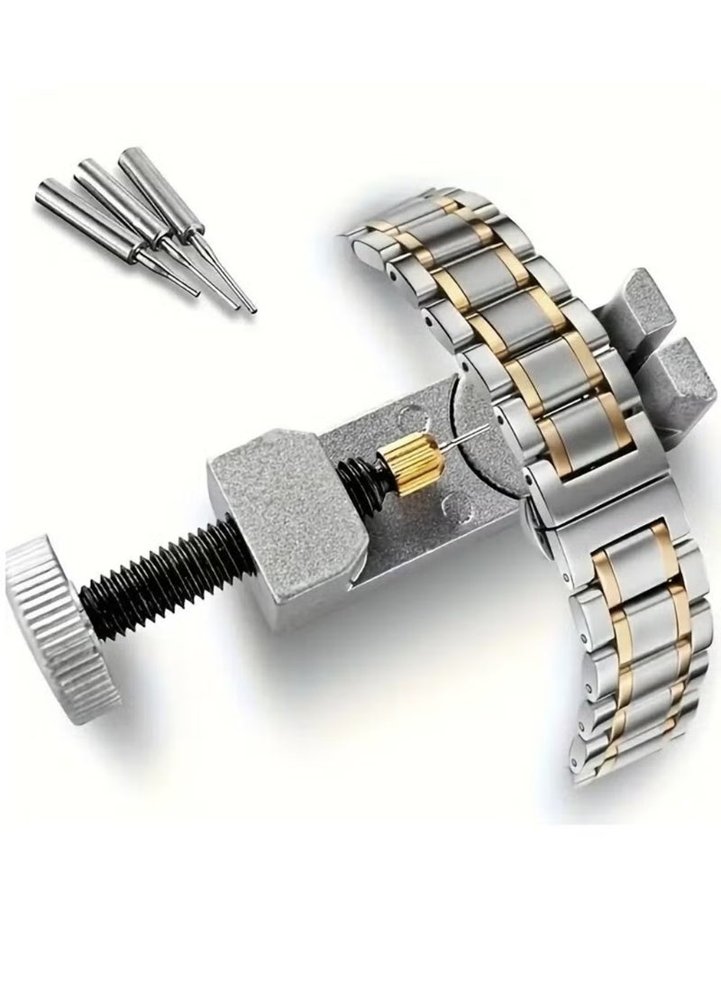 Watch Link Removal Kit & Band Adjustment Tool Kit - Includes Adjustable Silver Metal Strap Pin Remover, Extra Pins, Non-Electric Professional Watch Repair Tools for Resizing Bracelets and Sizing Straps - Image 3