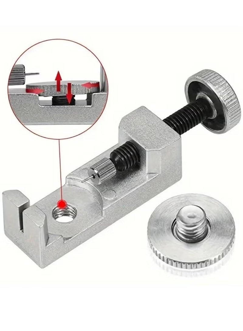 Watch Link Removal Kit & Band Adjustment Tool Kit - Includes Adjustable Silver Metal Strap Pin Remover, Extra Pins, Non-Electric Professional Watch Repair Tools for Resizing Bracelets and Sizing Straps - Image 4