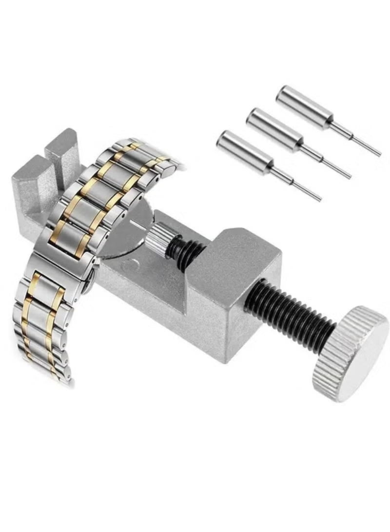 Watch Link Removal Kit & Band Adjustment Tool Kit - Includes Adjustable Silver Metal Strap Pin Remover, Extra Pins, Non-Electric Professional Watch Repair Tools for Resizing Bracelets and Sizing Straps - Image 2