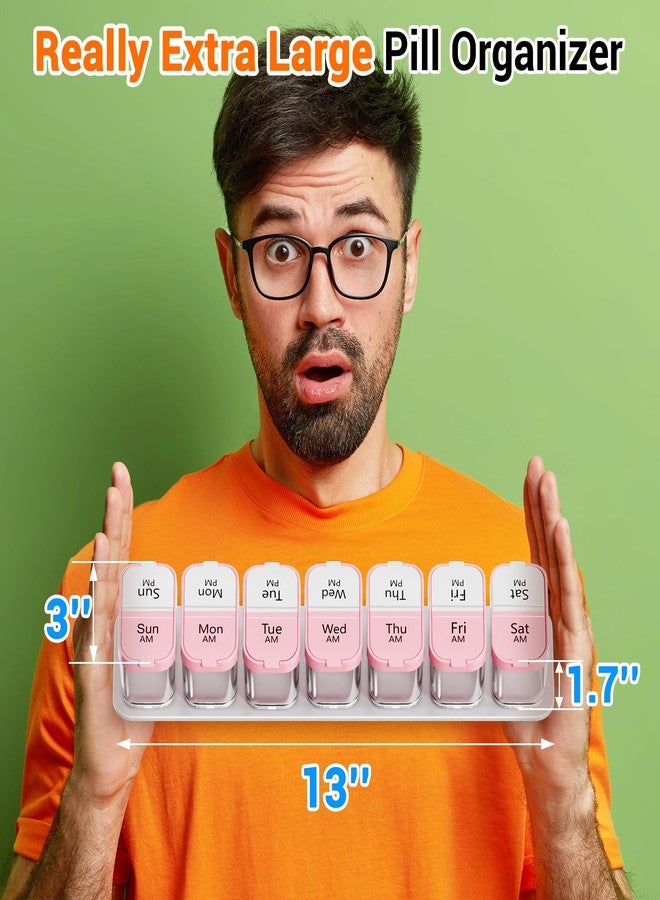 Daviky Extra Large Pill Organizer Weekly, Smart XL Pill Organizer 2 Times a Day, Pill Box 7 Day Twice a Day, Pill Cases Organizers 7 Day AM PM, Large Pill Box Pill Holder - Image 2
