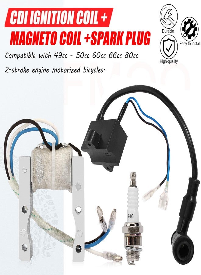 YOFMOO Yingshop YOFMOO CDI Ignition Coil Magneto Coil Spark Plug for 49cc 50cc 60cc 66cc 70cc 80cc 2-stroke Engine Motorized Bicycle Bike - Image 4