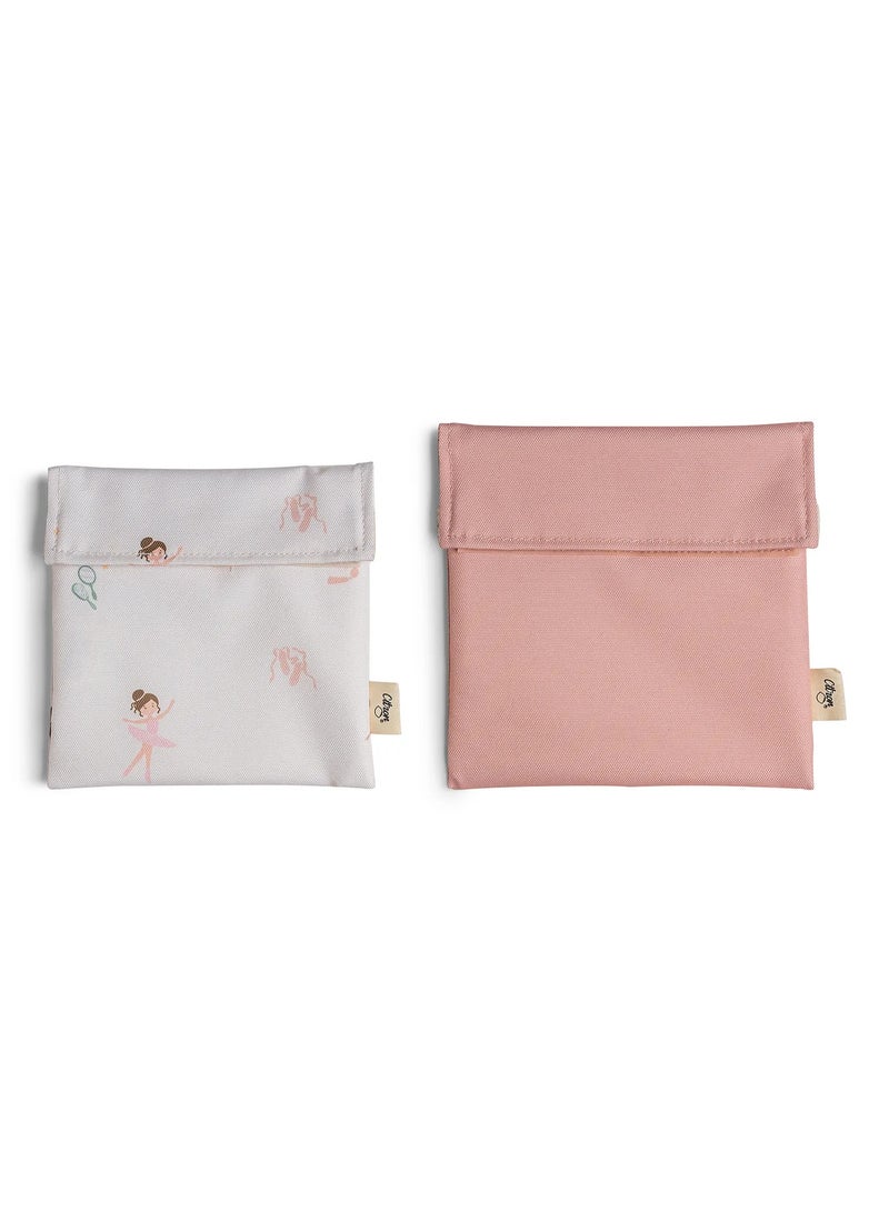 Citron Ballerina Reusable Sandwich Bags Set of 2 - Eco-Friendly Velcro Closure, Durable, Lightweight - 18M+ - Image 1