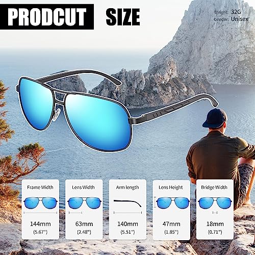 Joopin Polarized Rectangle Sunglasses for Men, Mirror Metal Sun Glasses Driving UV Protection, Blue Shades for Men Spring Hinge - Image 5