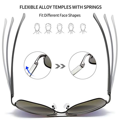 Joopin Polarized Rectangle Sunglasses for Men, Mirror Metal Sun Glasses Driving UV Protection, Blue Shades for Men Spring Hinge - Image 3