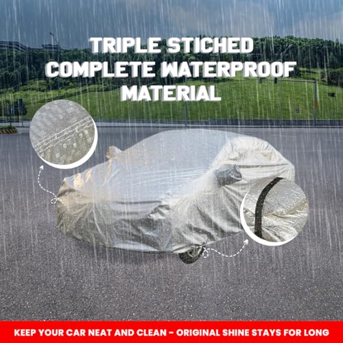 Autofact Alto K10 Waterproof Car Cover with Mirror Pockets, Shinning Silver Design, Non Woven Fabric,Triple Stitched, Compatible with Maruti Alto K10 Car Cover (2014 to 2022), Car Accessories - Image 2
