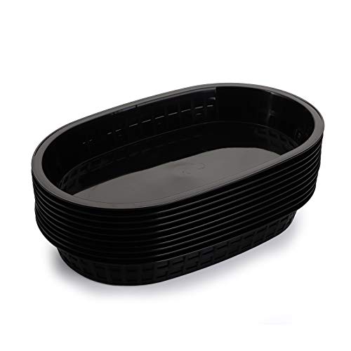 Cedilis 40 Pack Fast Food Baskets, 10.5 x 7 Inch Black Plastic Baskets, Food Service Tray for Hot Dogs, Burgers, Sandwiches, Fries, Barbecues, Picnics, Parties - Image 2