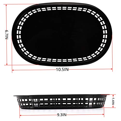 Cedilis 40 Pack Fast Food Baskets, 10.5 x 7 Inch Black Plastic Baskets, Food Service Tray for Hot Dogs, Burgers, Sandwiches, Fries, Barbecues, Picnics, Parties - Image 3