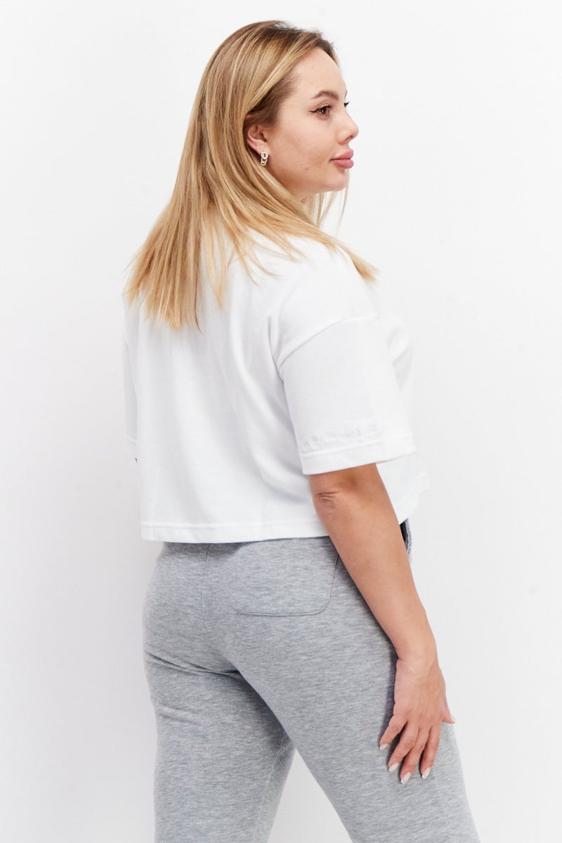 Adidas Women Sportswear Fit Outdoor Cropped Polo Shirt, White - Image 3