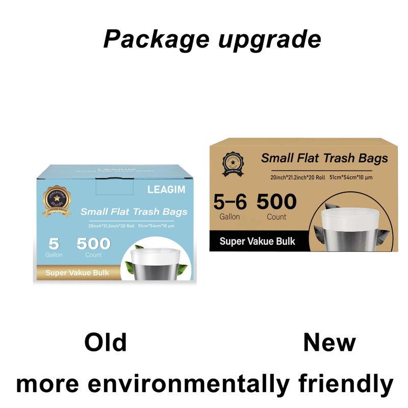 LEAGIM 500 Count 5 Gallon Trash Bags, Strong Small Garbage Bags, Bathroom Trash Can Bin Liners, 4-6 Gallon Unscented White Wastebasket Liners for Kitchen Office Toilet and Bedroom - Image 3