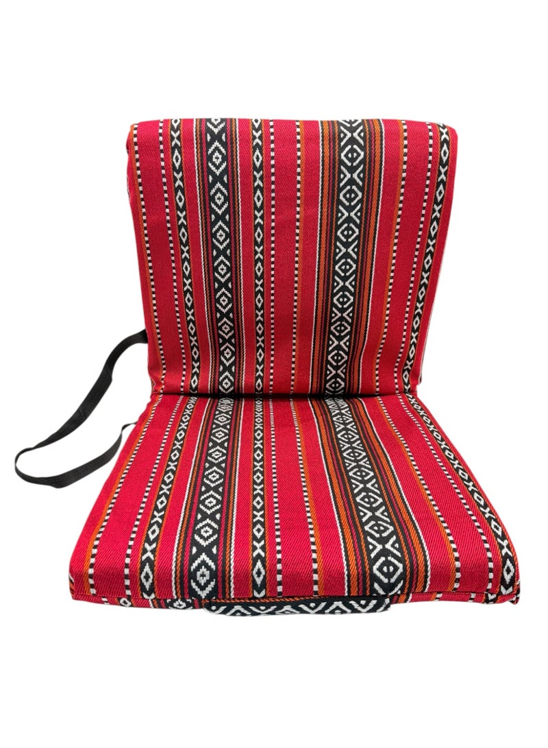 Floor Lounge Chair with a high back - Lightweight, Foldable, Sand Proof Polyester Beach & Camping Chair - Red - Image 1