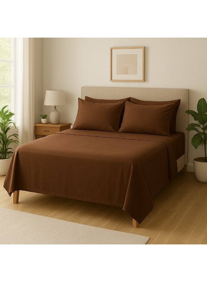 سنوز، طقم ملاية عاديه، 3قطع، براون، 220*240 سم - Image 1