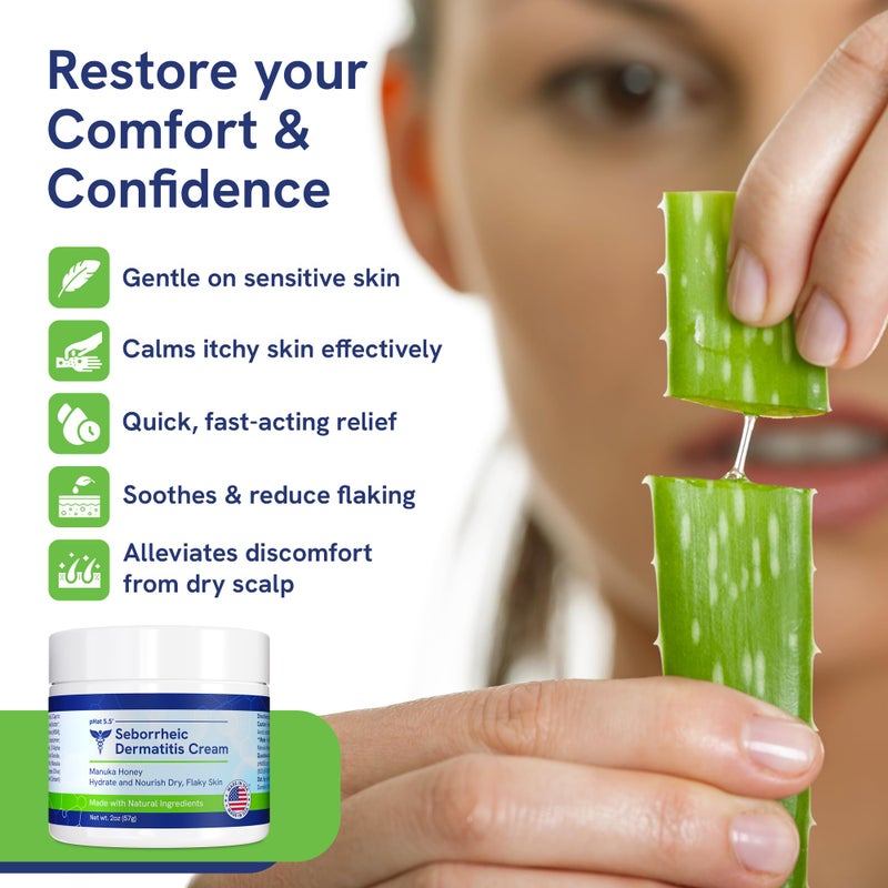 pHat 5.5 Seborrheic dermatitis Moisturizing Cream & Face Lotion for Women - Soothing Redness for Face & Body Cream - Hydrating Face Cream for Dry Skin & Anti Itch Lotion (2oz) - Image 4