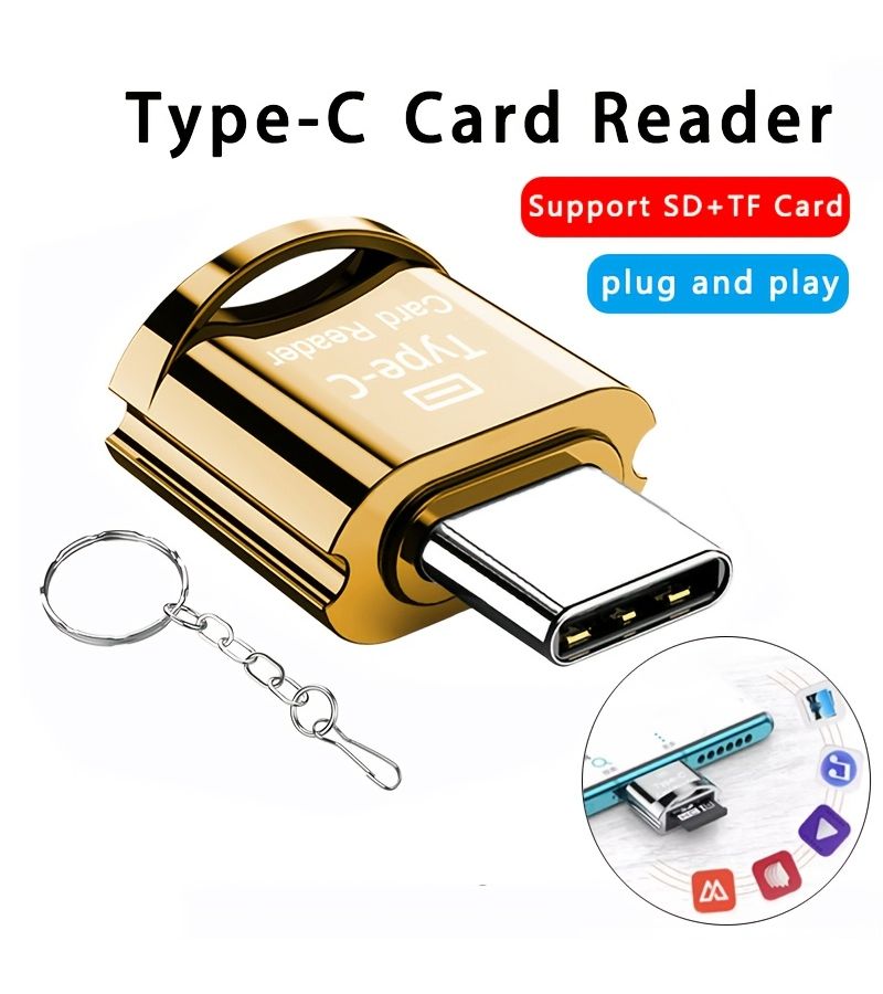 نوع أسود C وقارئ بطاقات Micro SD TF مع سلسلة مفاتيح لذاكرة OTG لماك وويندوز - Image 2