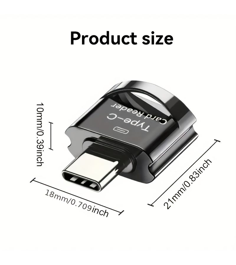 نوع أسود C وقارئ بطاقات Micro SD TF مع سلسلة مفاتيح لذاكرة OTG لماك وويندوز - Image 4