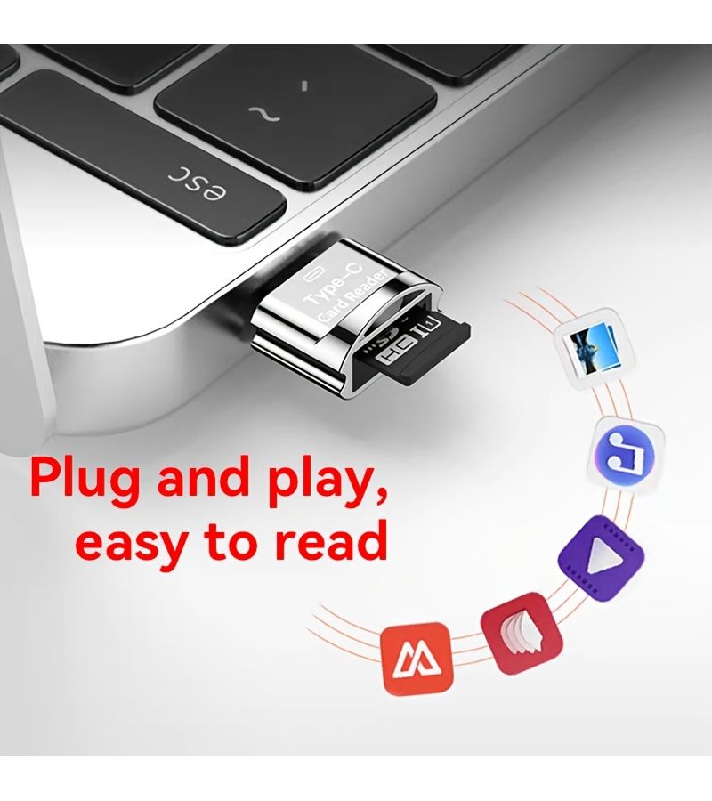نوع أسود C وقارئ بطاقات Micro SD TF مع سلسلة مفاتيح لذاكرة OTG لماك وويندوز - Image 5
