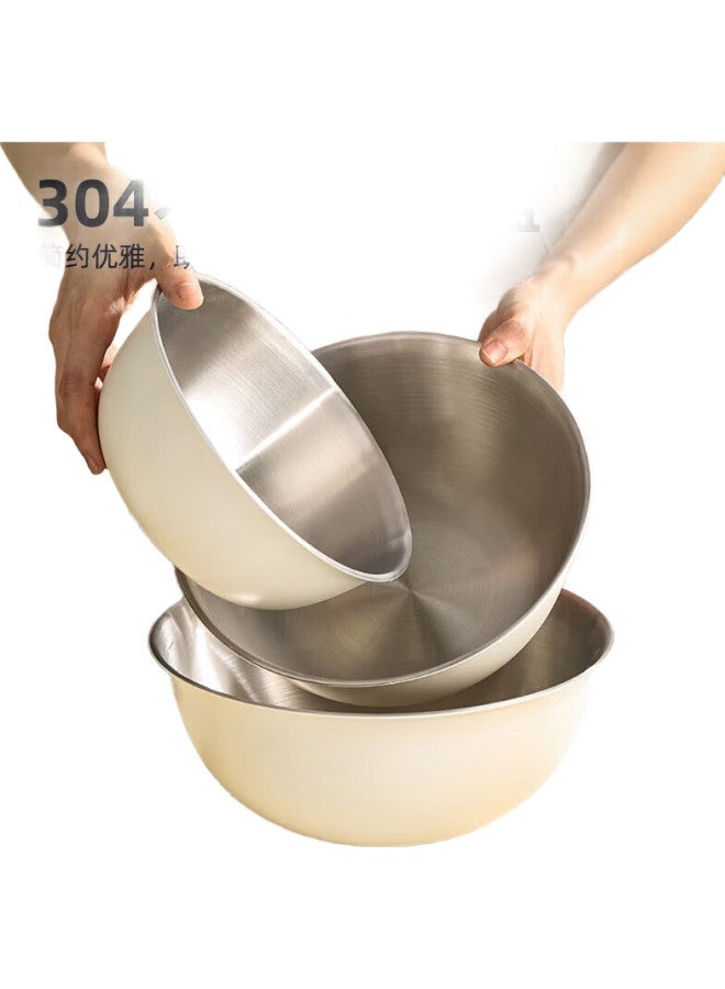 Canjiangjun 304 Stainless Steel Kitchen Bowl Set Of 3, Household Measuring Bowls, Thickened Mixing And Dough Kneading Bowls, Whisking Bowls, Baking Bowls - Image 3