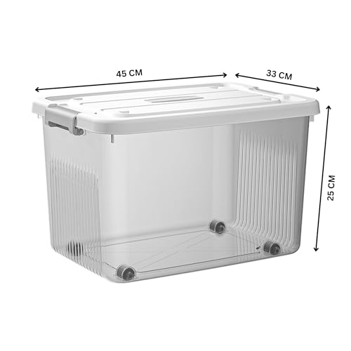 KREPS® Clear Storage Container Box, Stackable Storage Bin with Lid, Plastic Container with Heavy Duty Latches to Organize, White Lid. (PACK OF - 2, X-LARGE - 18 X 12.5 X 9.5 INCH) - Image 2