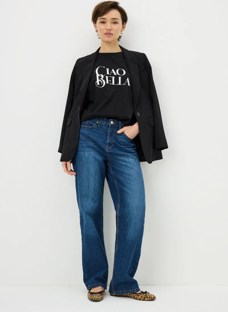 ماتلان تيشيرت جرافيك أسود تشاو بيلا