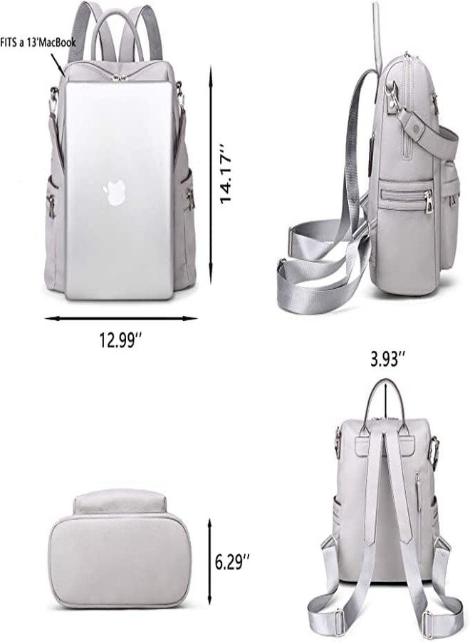 CHOLISS حقيبة ظهر مقاومة للماء من تشوليس للسيدات/الفتيات، متعددة الاستخدامات، مناسبة للمدرسة، الجامعة، المكتب، والسفر، حقيبة كتف مصنوعة يدوياً من جلد البولي يوريثان (رمادي). - Image 5