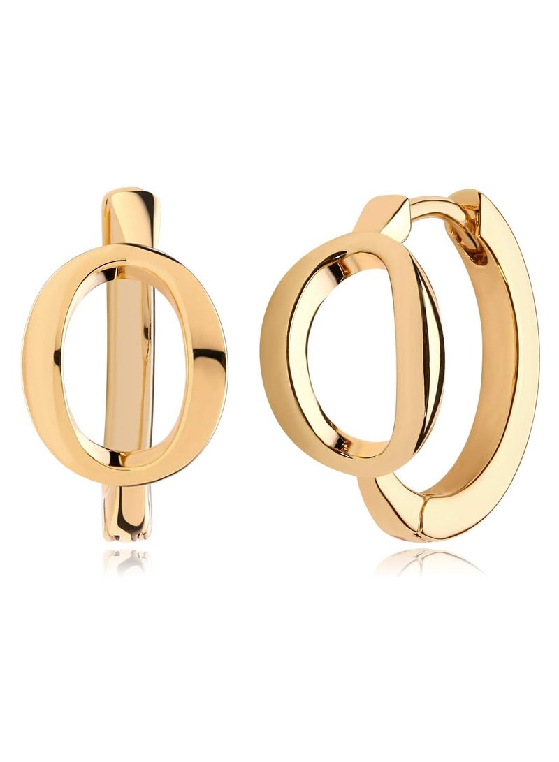 Women Huggie Hoop Earrings Gold Initial Sleeper 14K Gold Filled Small Simple Delicate Handmade Hypoallergenic Personalized Jewelry Gift - 26 Letters - Image 1