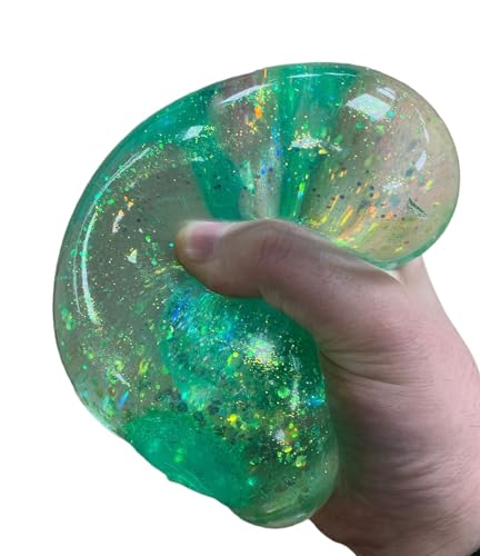 Hapros Jumbo 4 Glittery Gummee Ball Extra Large Sensory SlowRise Glitter Sugar Stress Ball Perfect Novelty StressRelief Fidget Toys Gifts for Adults and Children Green - Image 5