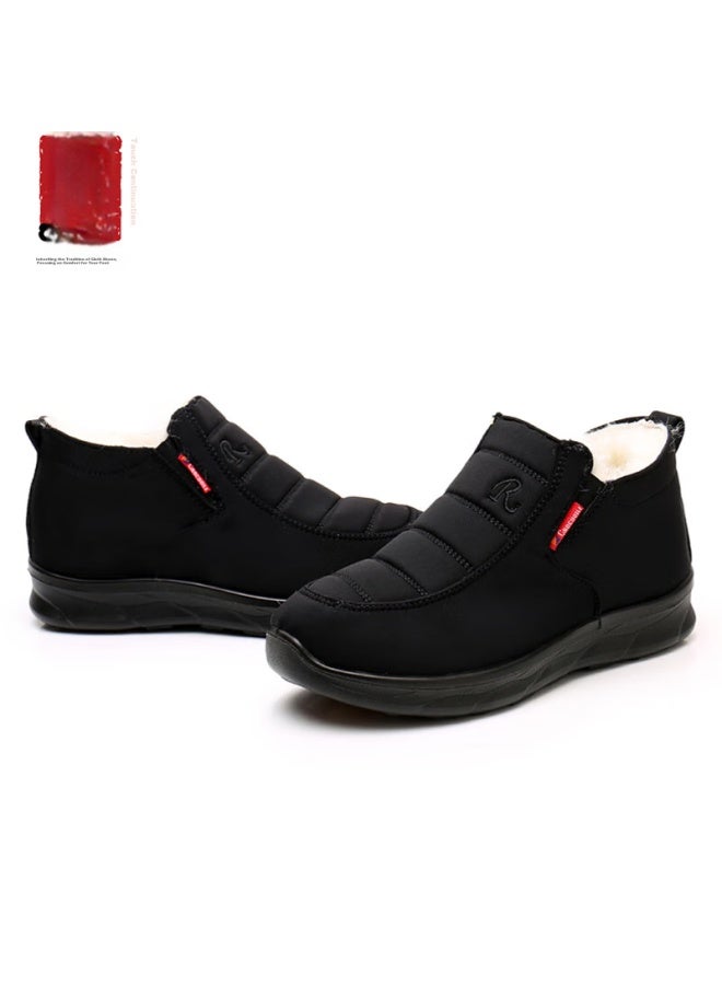 Anglerfish Winter Wool Women's Shoes, Old Beijing Cloth Shoes, Women's Cotton Shoes, Middle-aged And Elderly Fleece-lined Warm Mom Shoes, Grandma Casual Cotton Boots, 78920, Black, 36 - Image 4